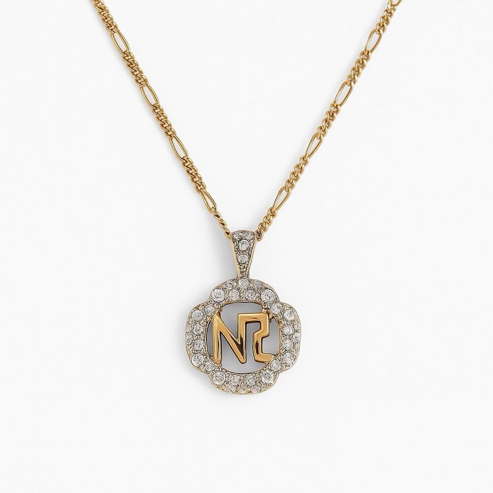 Nina Ricci Crystal Logo Pendant Necklace